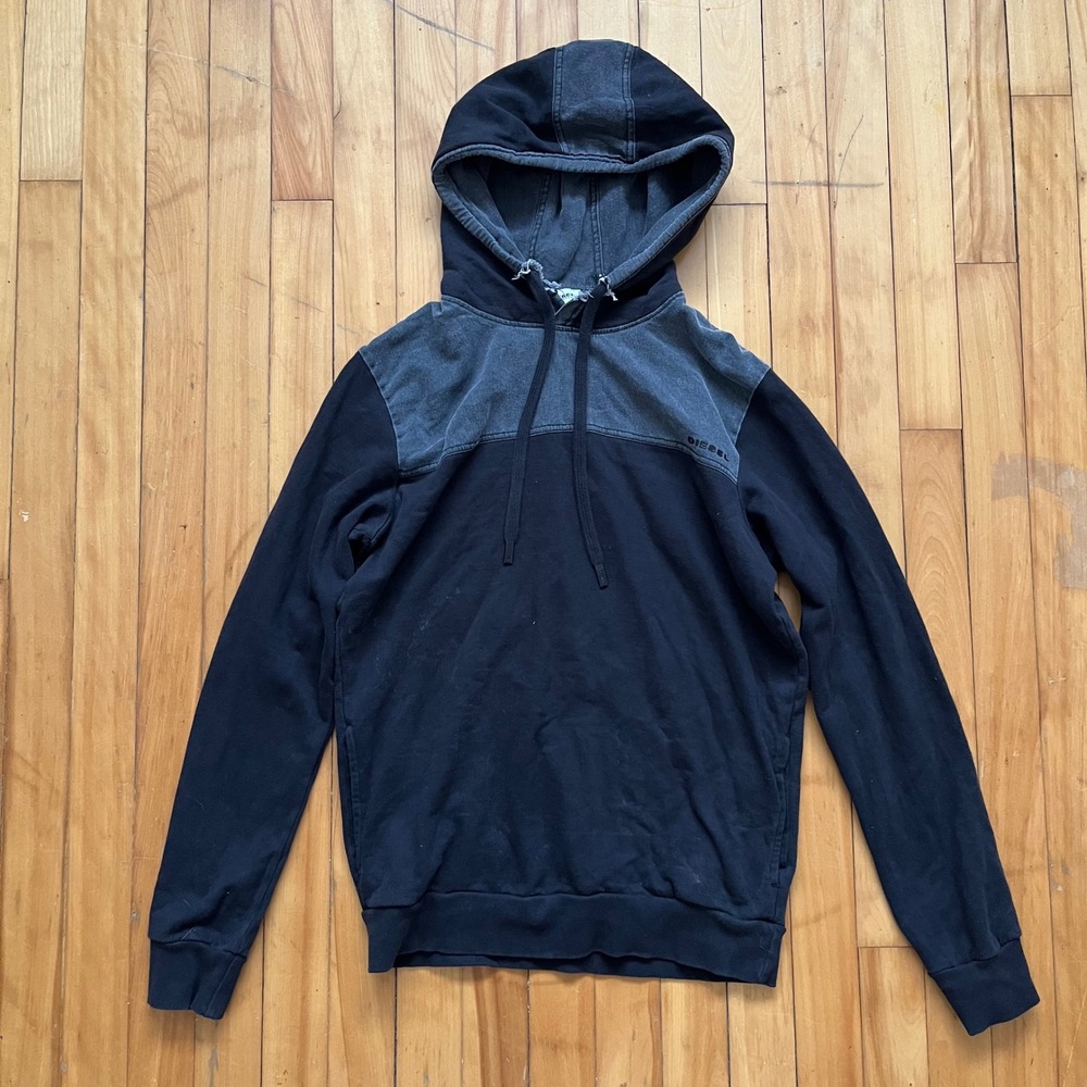 DIESEL Lounge wear Black Grey Color Block Hoodie Mens Size Medium